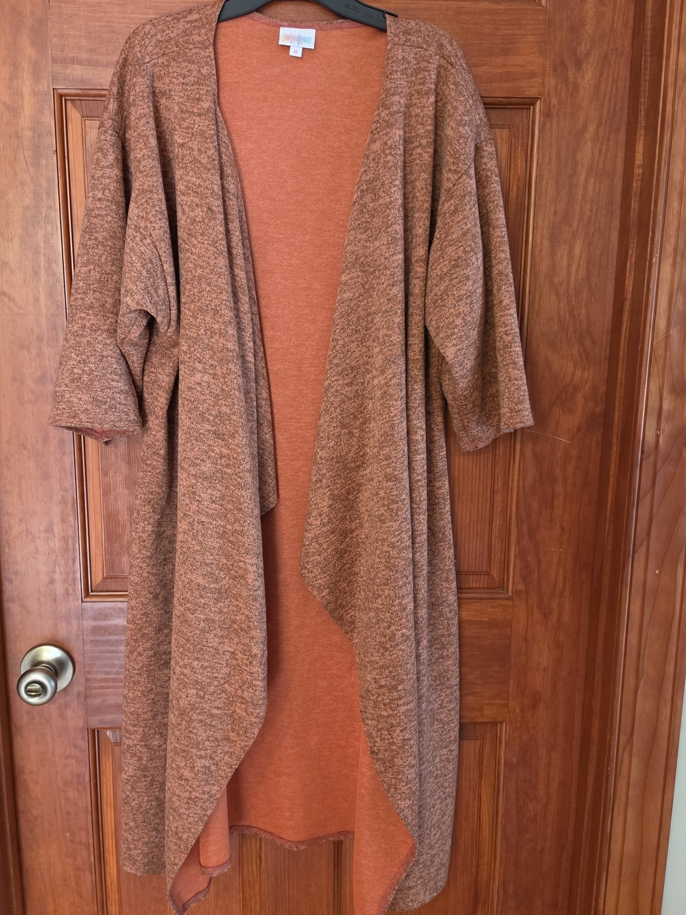 LuLaRoe Women's Open Front Duster Cardigan Sweater M Brown/ Orange